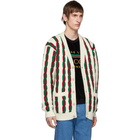 Gucci Off-White and Red Wool Cardigan