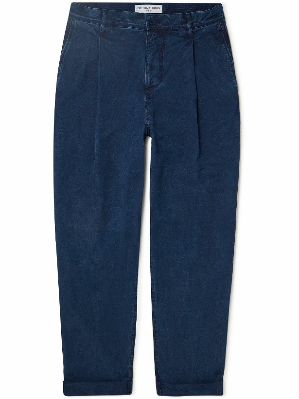 Photo: Orlebar Brown - Dunmore Tapered Pleated Cotton-Chambray Trousers - Blue