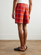 BODE - Gable Straight-Leg Pleated Checked Wool Shorts - Red