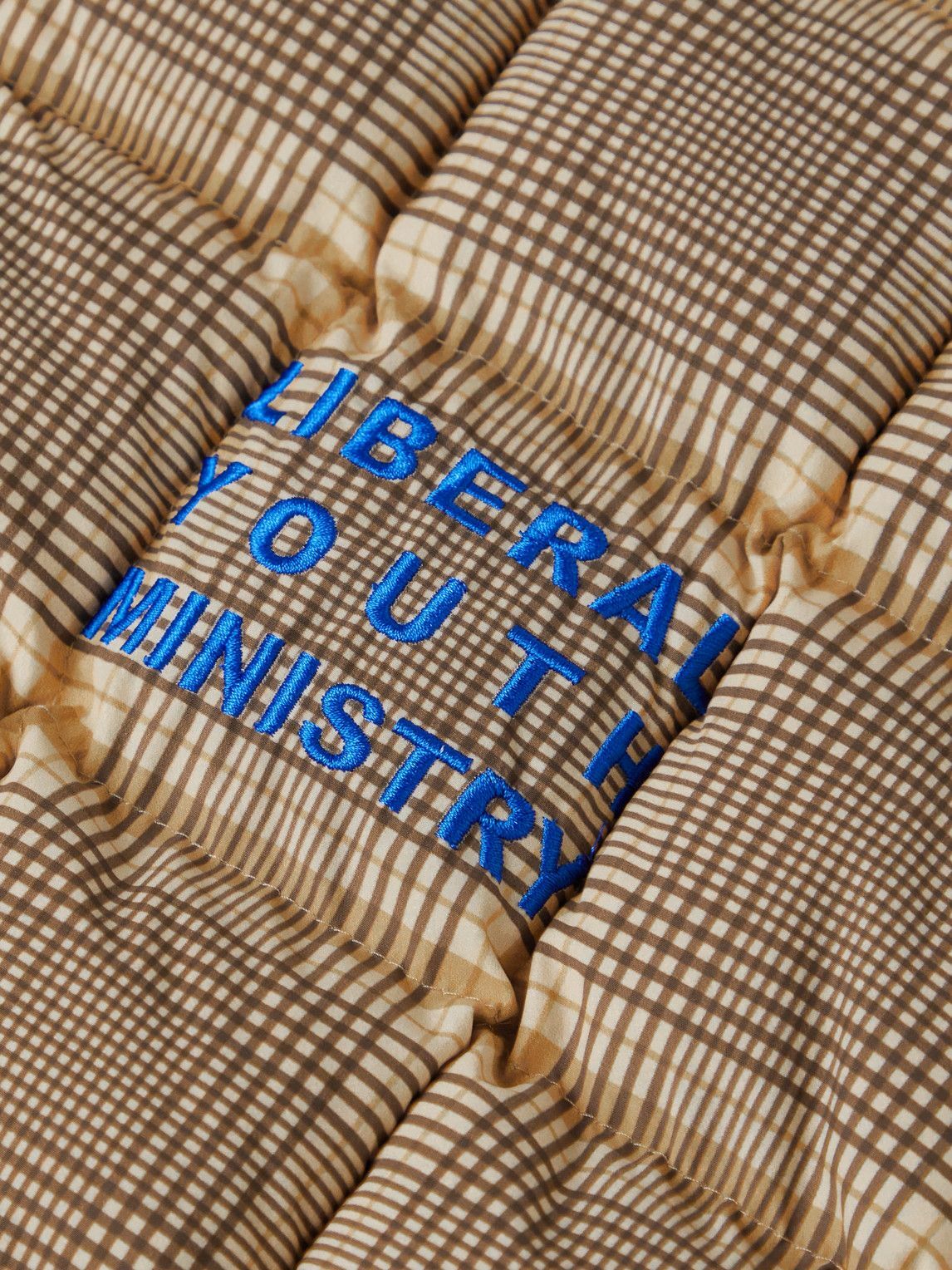 Liberal Youth Ministry - Appliquéd Quilted Checked Padded Shell Gilet - Neutrals