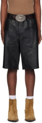 GUESS USA Black Crackle Leather Shorts