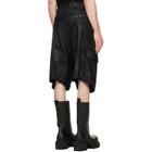Julius Black Coated Tactical Kite Denim Shorts