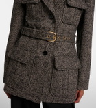 Chloé Belted herringbone wool-blend coat
