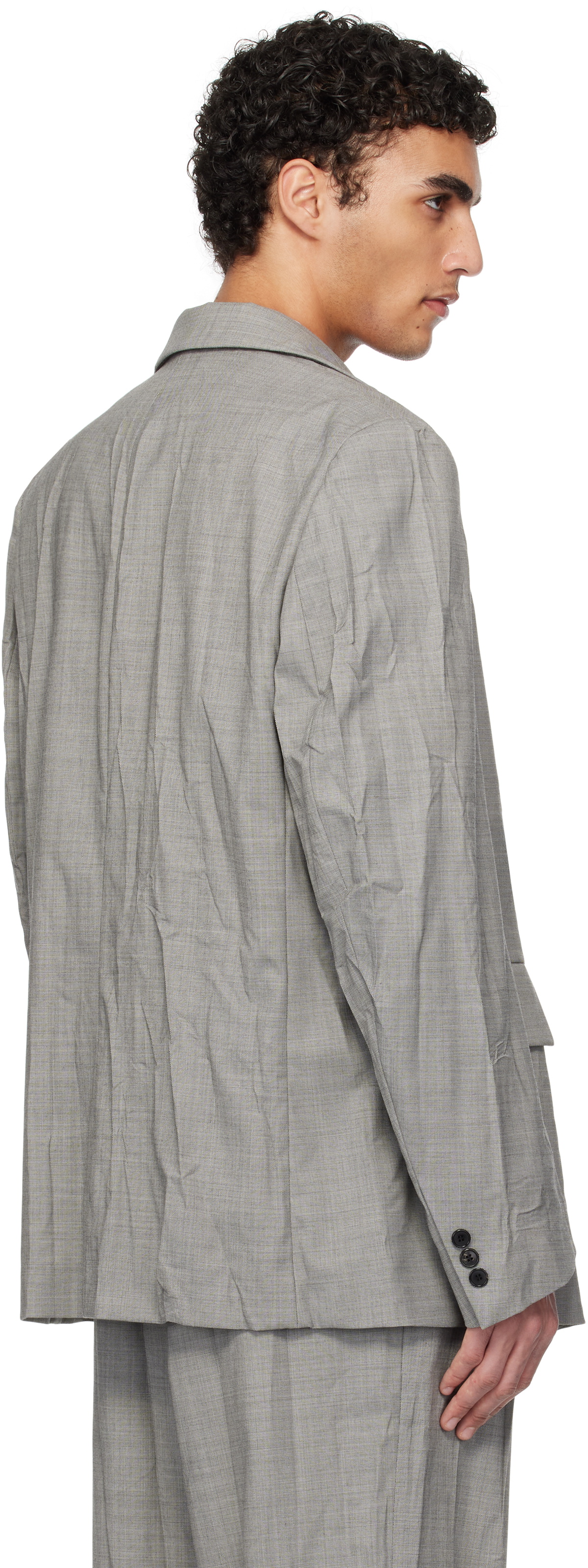 Hed Mayner Gray Crinkled Blazer