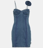 Rotate Birger Christensen Floral-appliqué denim minidress