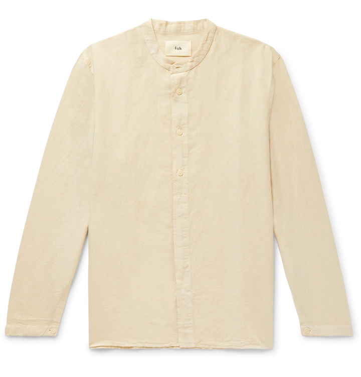 Photo: Folk - Grandad-Collar Linen and Cotton-Blend Shirt - Neutrals