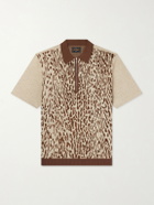 Beams Plus - Leopard-Jacquard Cotton-Blend Half-Zip Polo Shirt - Neutrals