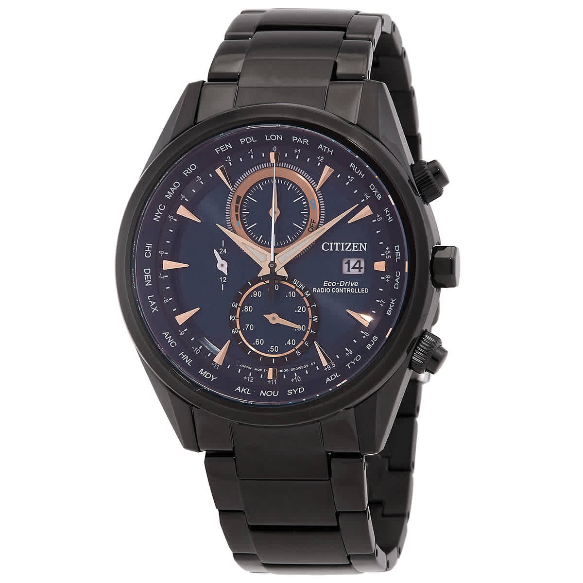 Citizen Radio-Controlled World Time Chronograph Blue Dial Mens Watch AT8265-57L