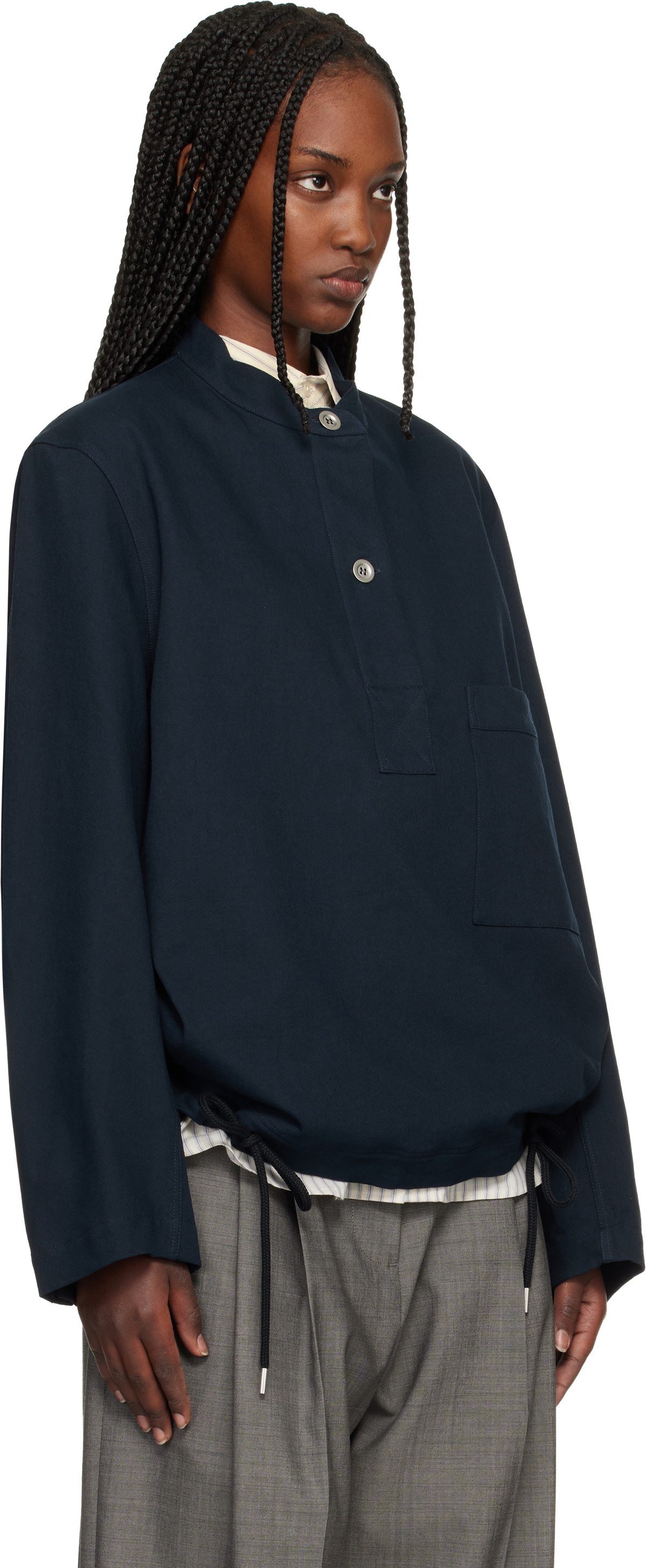 Studio Nicholson Navy Baye Shirt