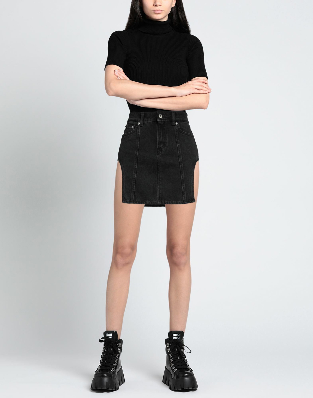 Heron Preston Womens Denim skirt in Black