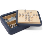 William & Son - Leather Solitaire and Noughts & Crosses Set - Blue