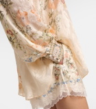 Camilla Embellished floral tie-neck silk-blend blouse