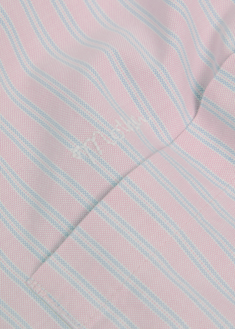 Mother The Room Frenchie Striped Cotton Shirt Pink