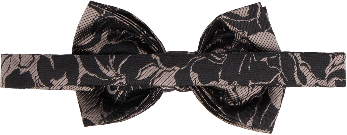 Dries Van Noten Gray & Black Silk Bow Tie