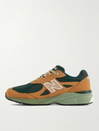 New Balance - MADE in USA 990v3 Leather-Trimmed Mesh and Suede Sneakers - Brown