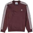 Adidas Men's 3 Stripe Crew Sweater in Shadow Brown