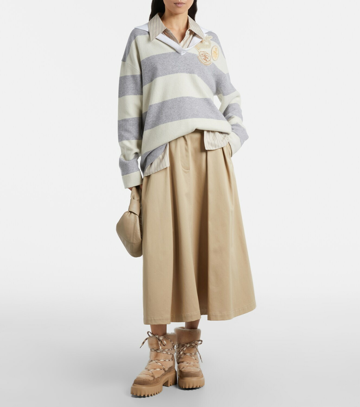 Hogan Shearling and suede ankle boots