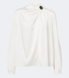 Vince Gathered silk-blend satin blouse