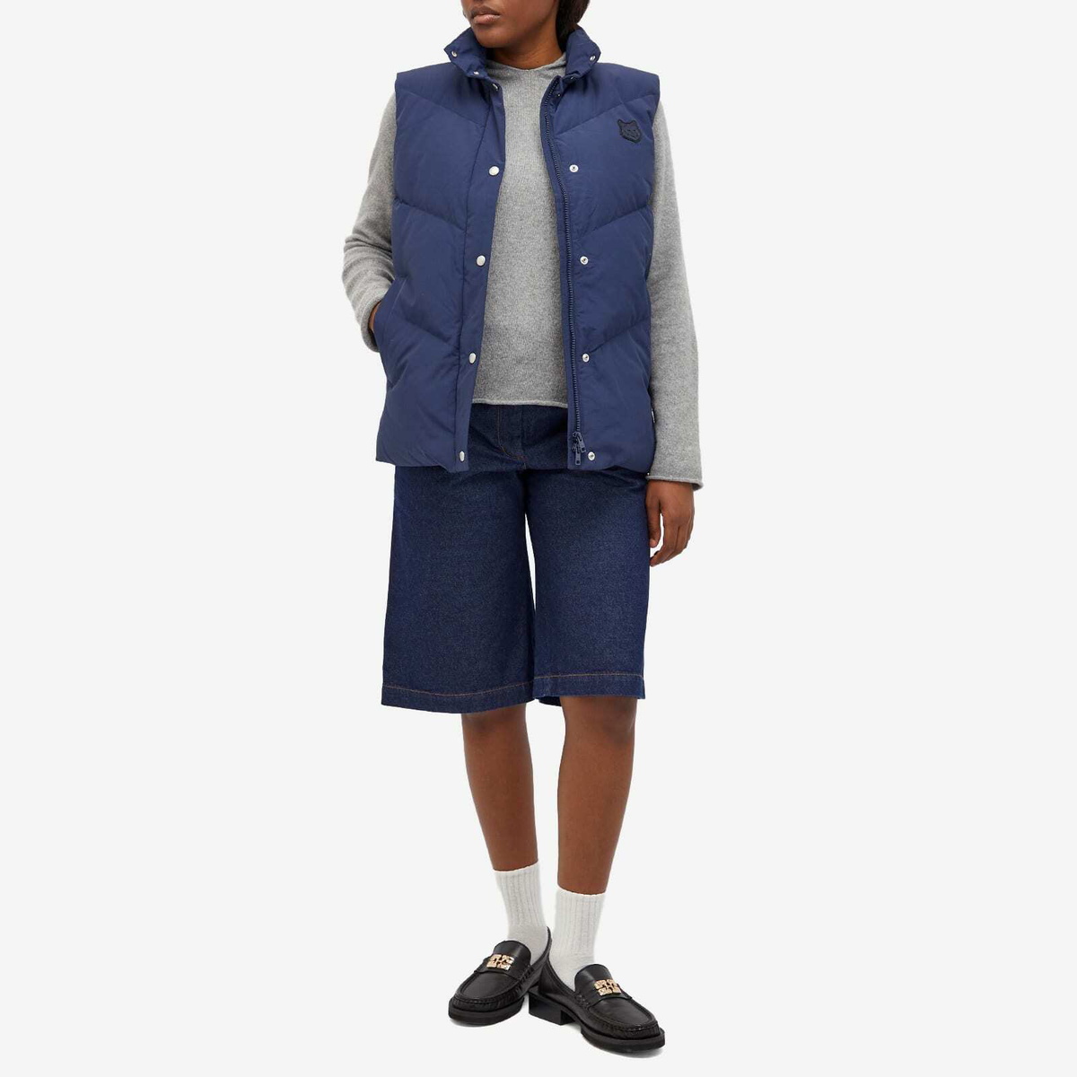 Maison Kitsuné Women's Sleeveless Puffer Vest in Navy