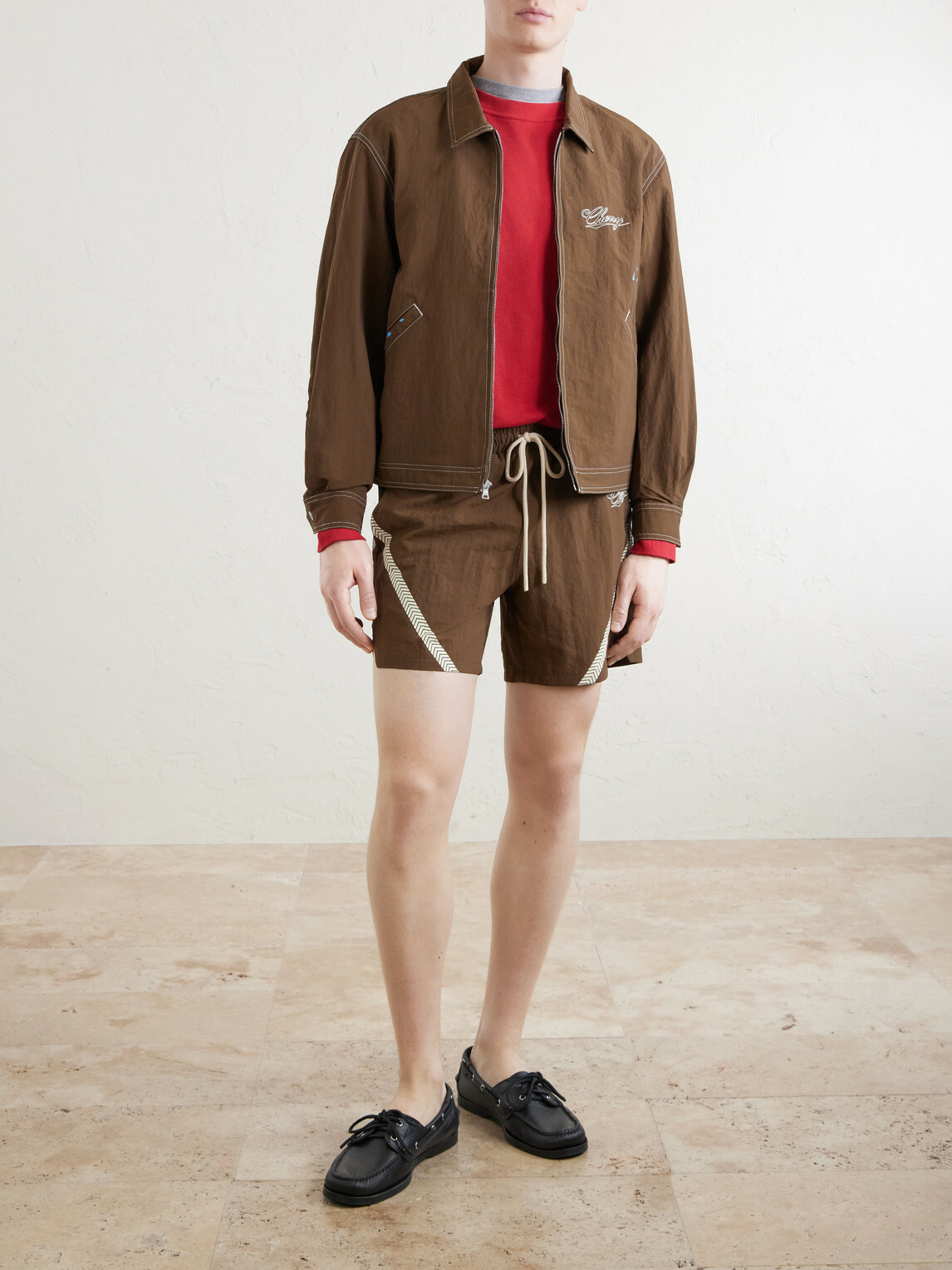 Cherry Los Angeles - Straight-Leg Logo-Print Woven Shorts - Brown