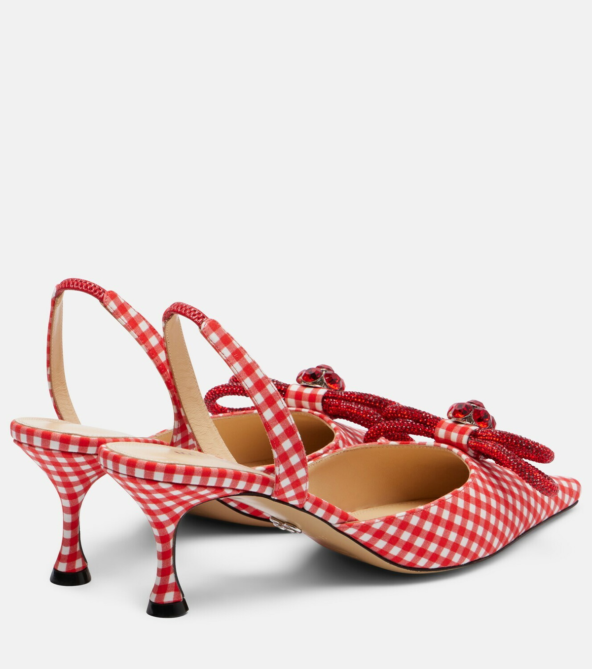 Mach & Mach Double Bow gingham slingback pumps