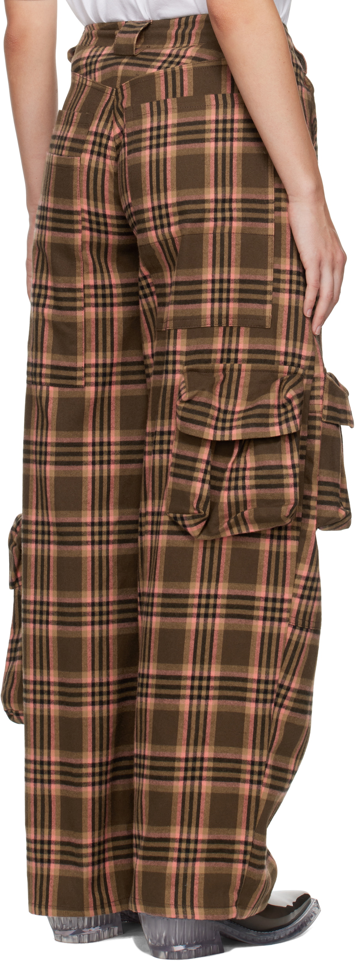 Collina Strada Brown & Pink Plaid Lawn Cargo Pants