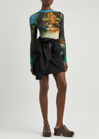 JW Anderson Wrap-effect Belted Wool Mini Skirt Black