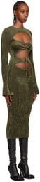 ANDREĀDAMO Khaki Cutout Midi Dress