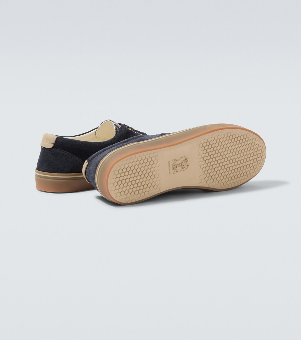 Brunello Cucinelli Leather-trimmed suede sneakers