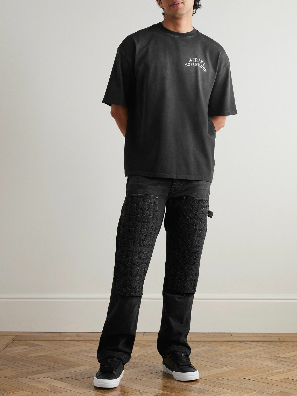 AMIRI - Hollywood Logo-Print Cotton-Jersey T-Shirt - Black Amiri