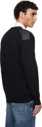 Junya Watanabe Black Multi Fabrics Mix Intarsia Pattern Cardigan
