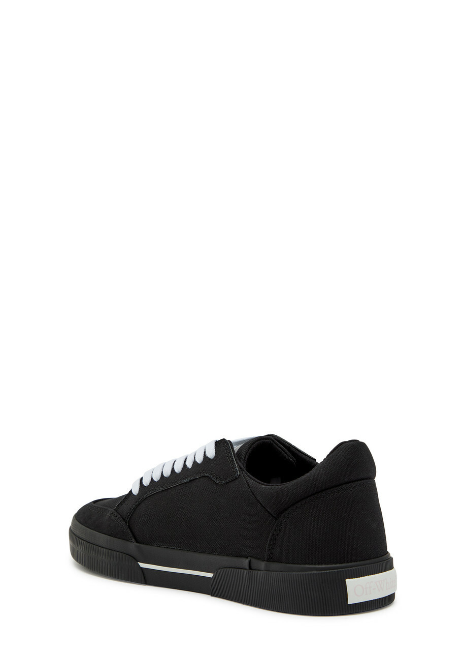 Off-white Vulc Logo-appliquéd Canvas Sneakers Black And White