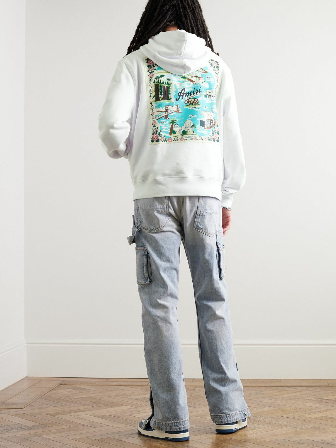 24AW new/AMIRI スタッガードロゴパーカー Hoodie White AMIRI Staggered logo-appliqué Cotton Hoodie | Neutrals