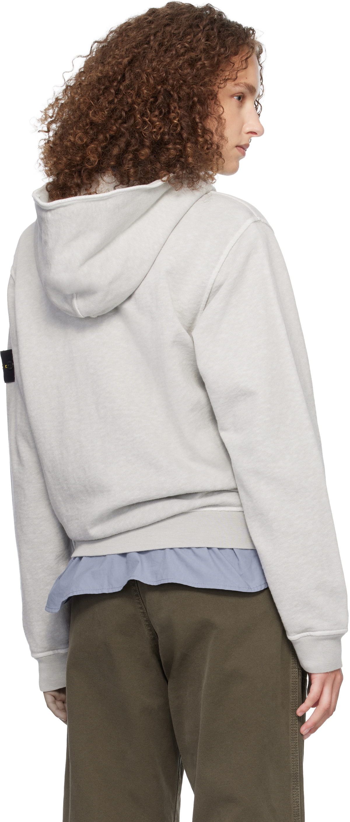 Stone Island Gray 6100032 Malfilé Fleece Old Effect Hoodie