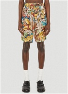 Abstract Motif Board Shorts in Brown