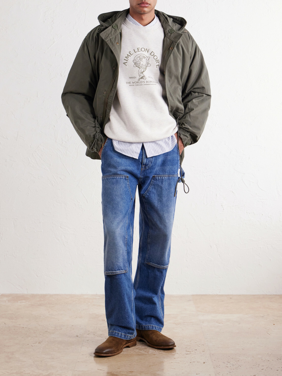 Aimé Leon Dore - Atlas Logo-Print Cotton-Jersey Sweater - White
