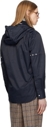 Thom Browne Navy Hooded Nylon Armband Shirt