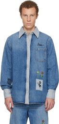 Marni Blue Embroidered Denim Shirt