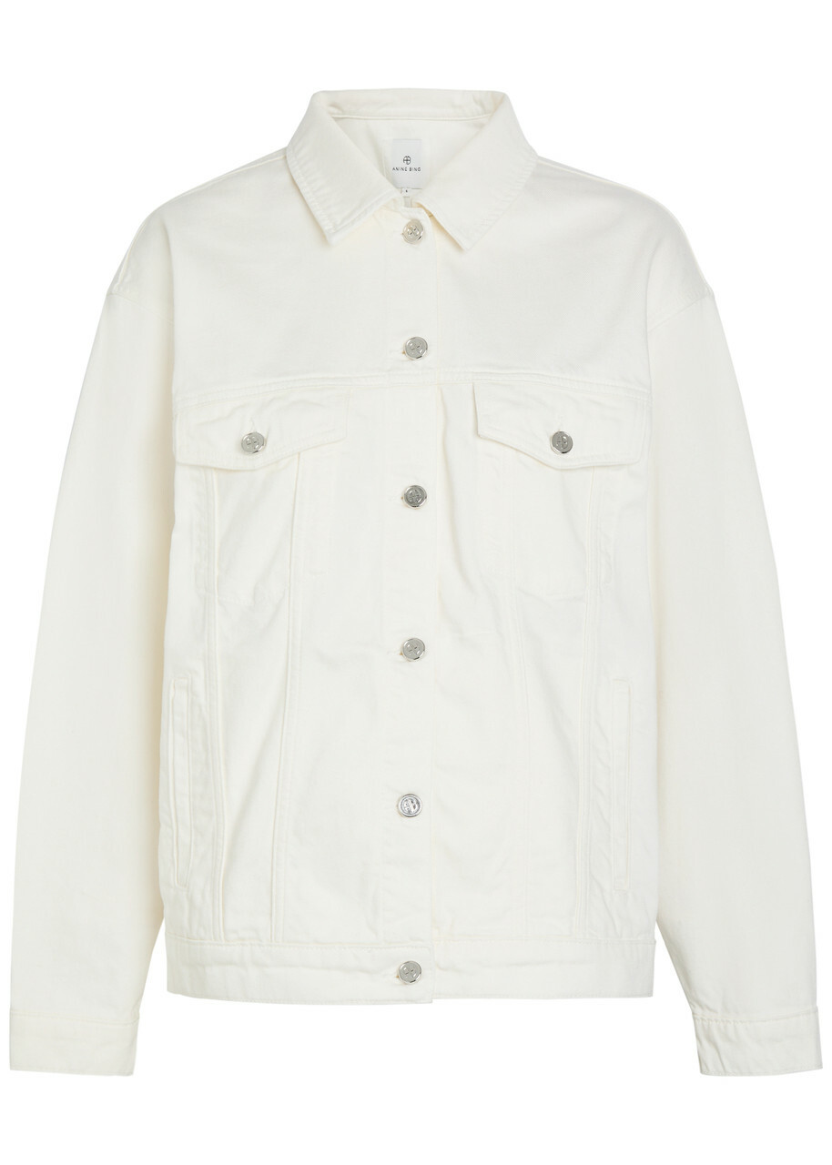 Anine Bing Rory Panelled Denim Jacket Ecru