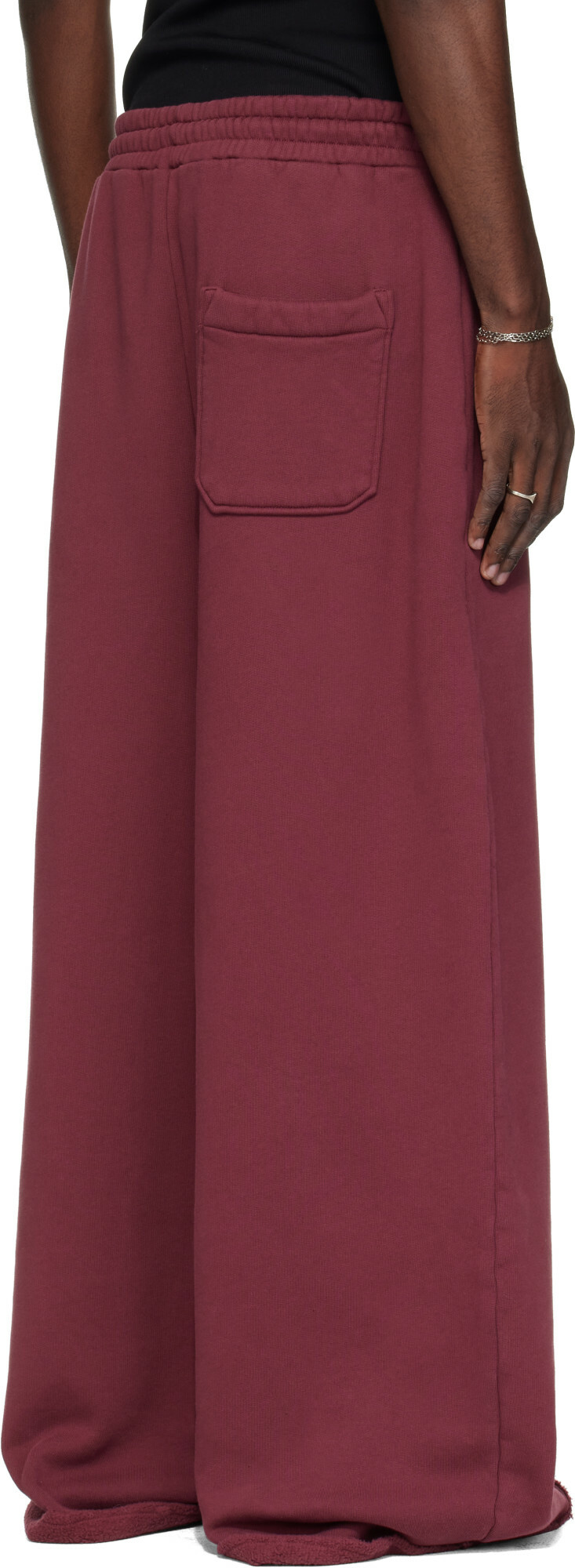 LU'U DAN Burgundy Raw-Cut Bontan Sweatpants