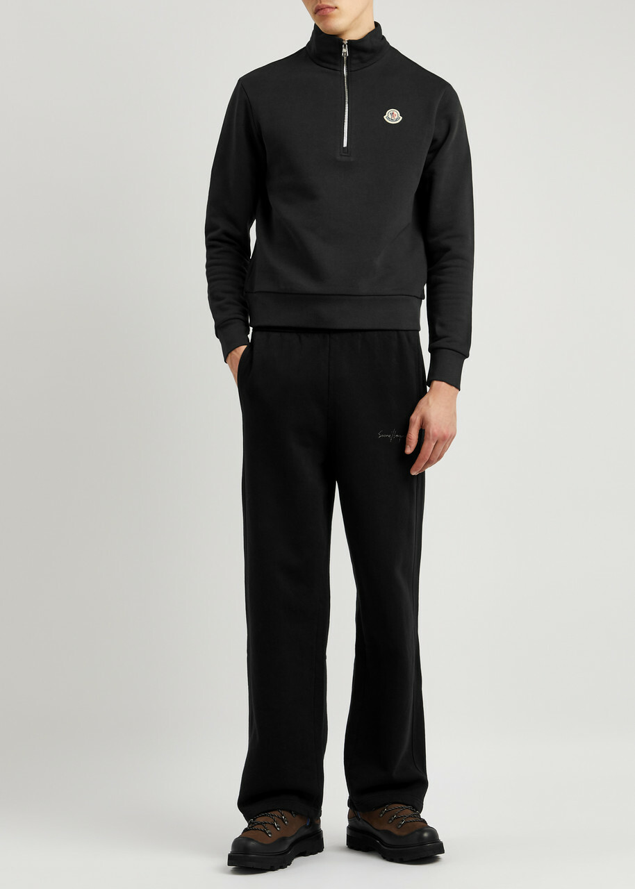 モンクレール Moncler Cotton Sweatshirt Moncler Half-zip Cotton Sweatshirt Black Moncler