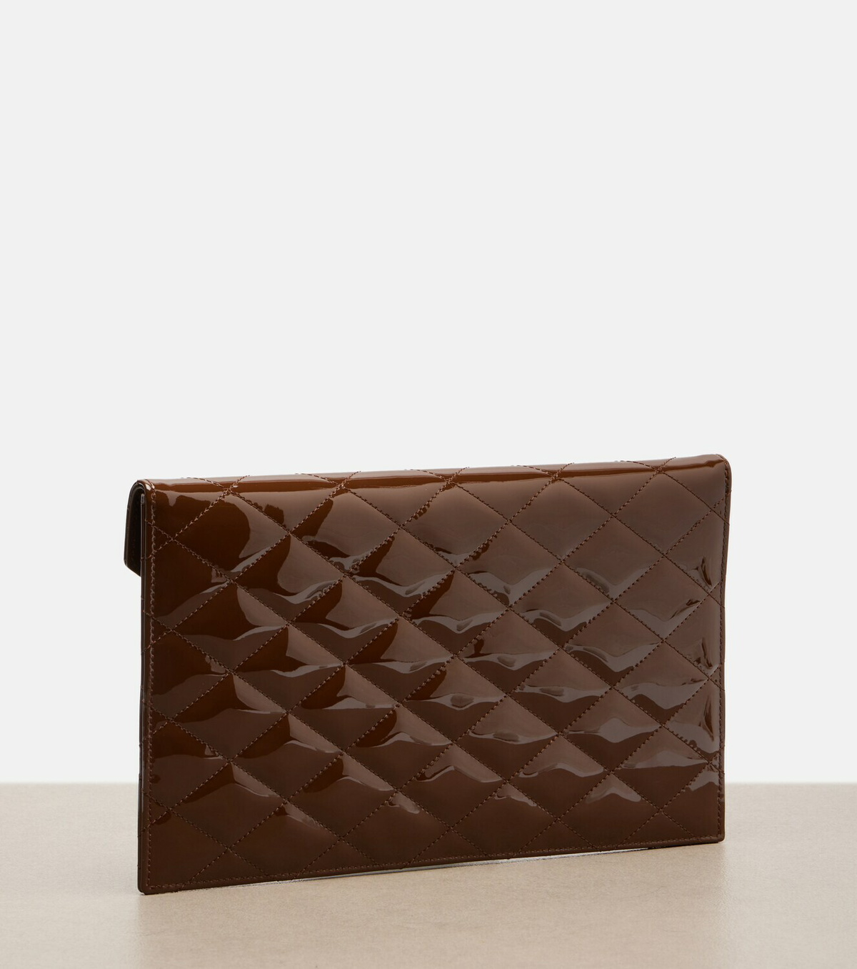 Saint Laurent Paris quilted patent leather pouch