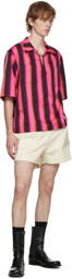 Dries Van Noten Pink & Black Len Lye Edition Striped Short Sleeve Shirt