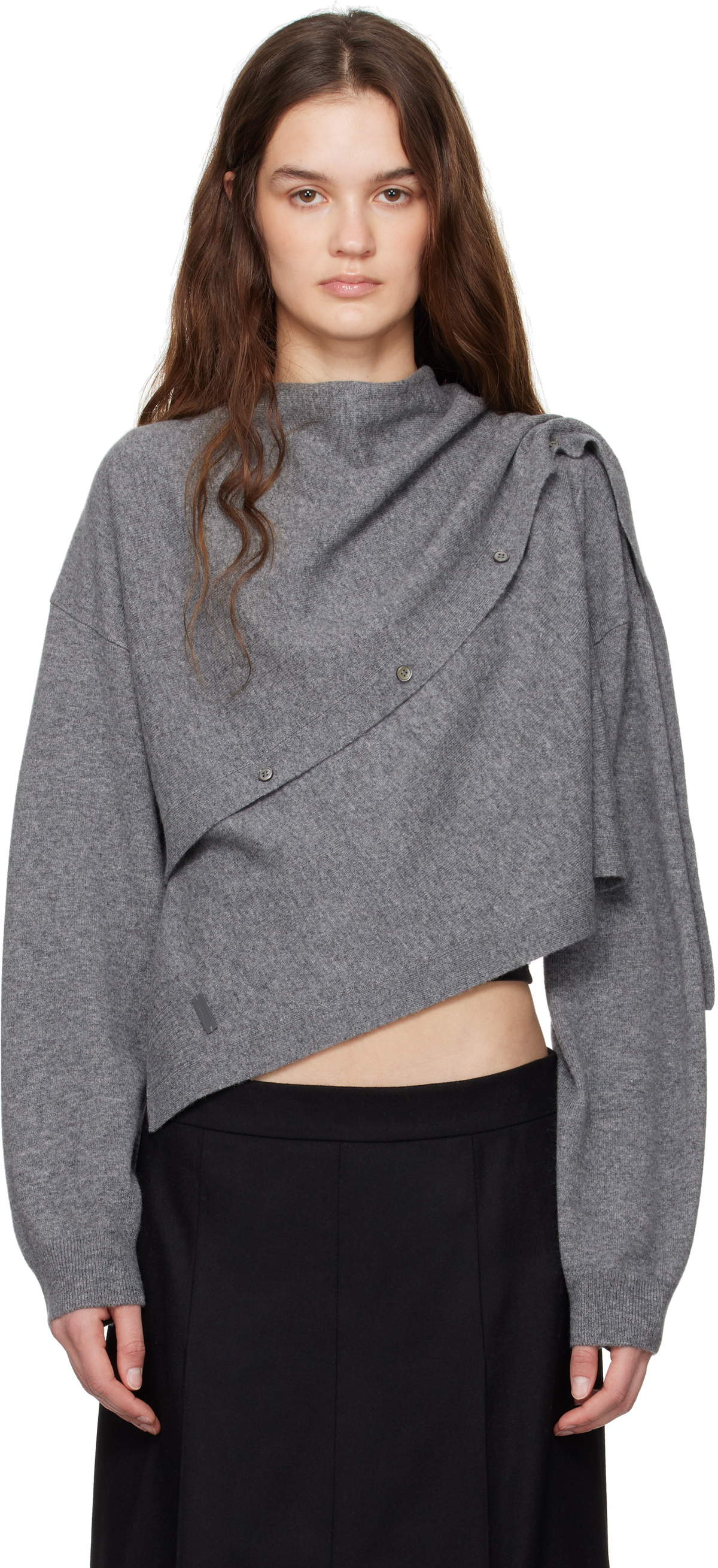 Juun.J Gray Waist Twist Cardigan