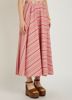 Thierry Colson Audrey Striped Cotton Midi Wrap Skirt Pink