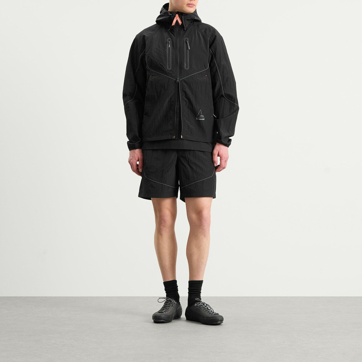 and wander Men's x ROA Ripstop Wind Jacket in Black