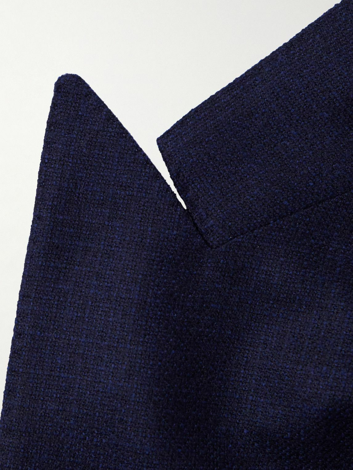 Caruso - Double-Breasted Wool-Tweed Blazer - Blue