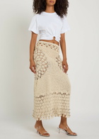 Rabanne Bead-embellished Crochet Cotton Midi Skirt Ecru