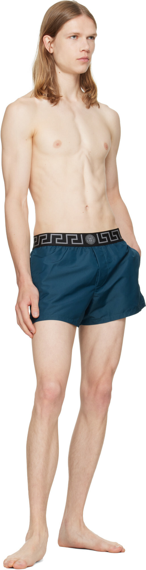 Versace Blue Greca Swim Shorts