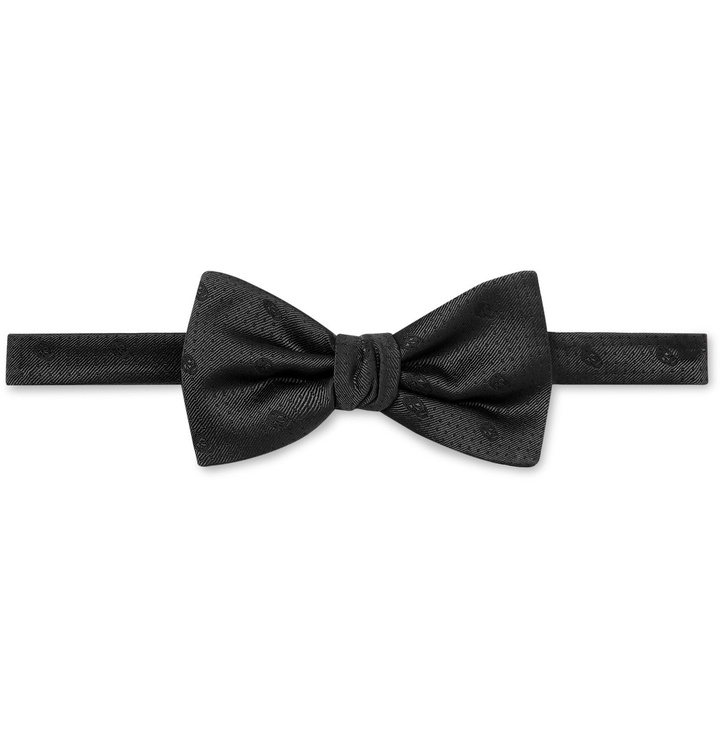 Photo: Alexander McQueen - Pre-Tied Silk-Jacquard Bow Tie - Gray